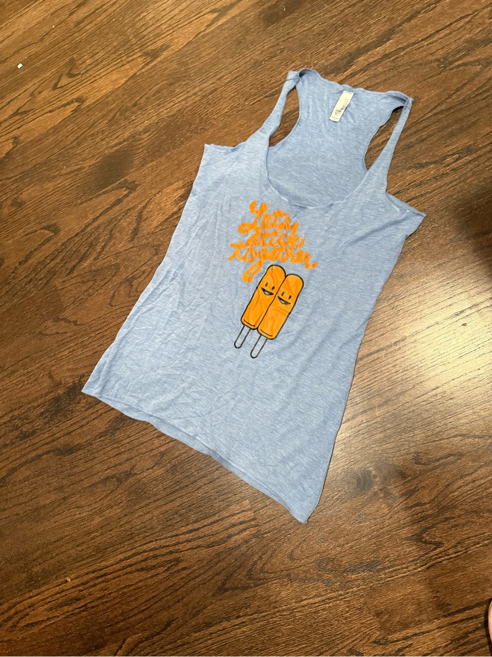 Blue Graphic Racerback Tank with Orange Popsicle Print